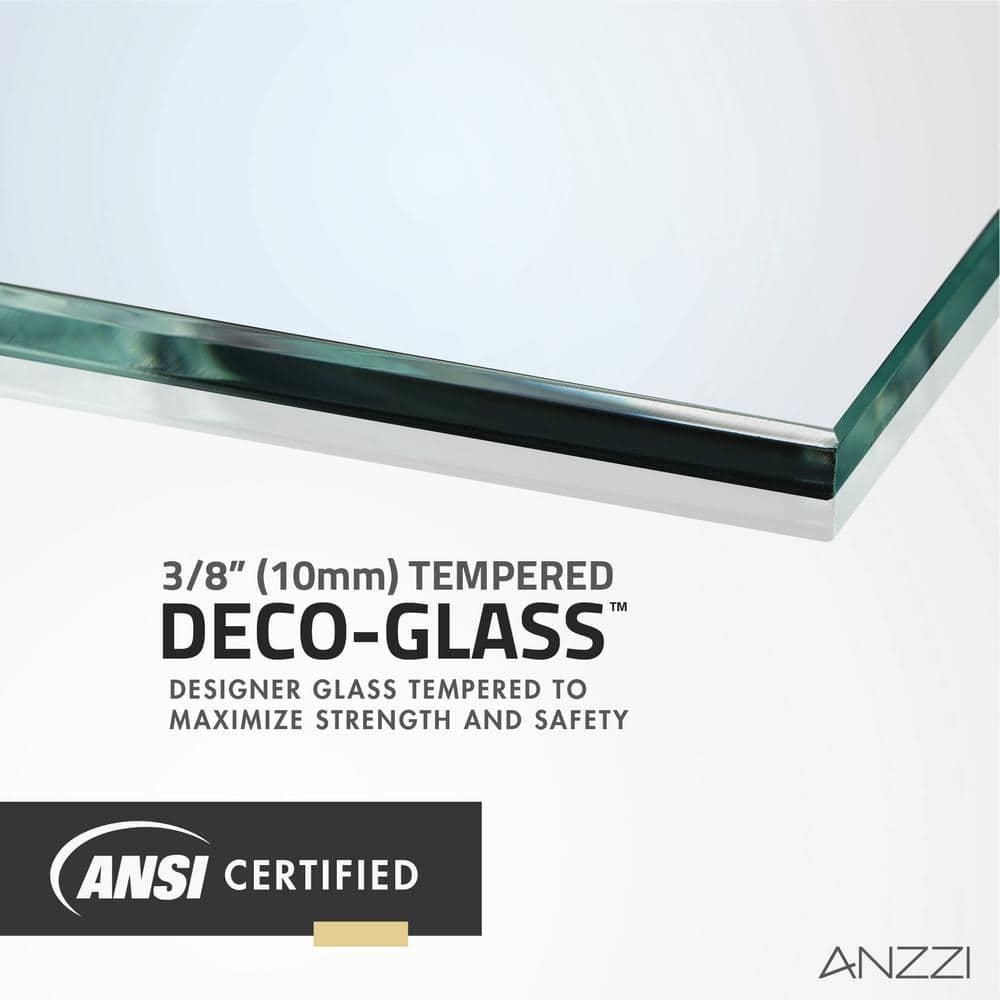 ANZZI Fellow Series 30 In. X 72 In. Frameless Hinged Shower Door With Stainless Steel Handle In Brushed Gold