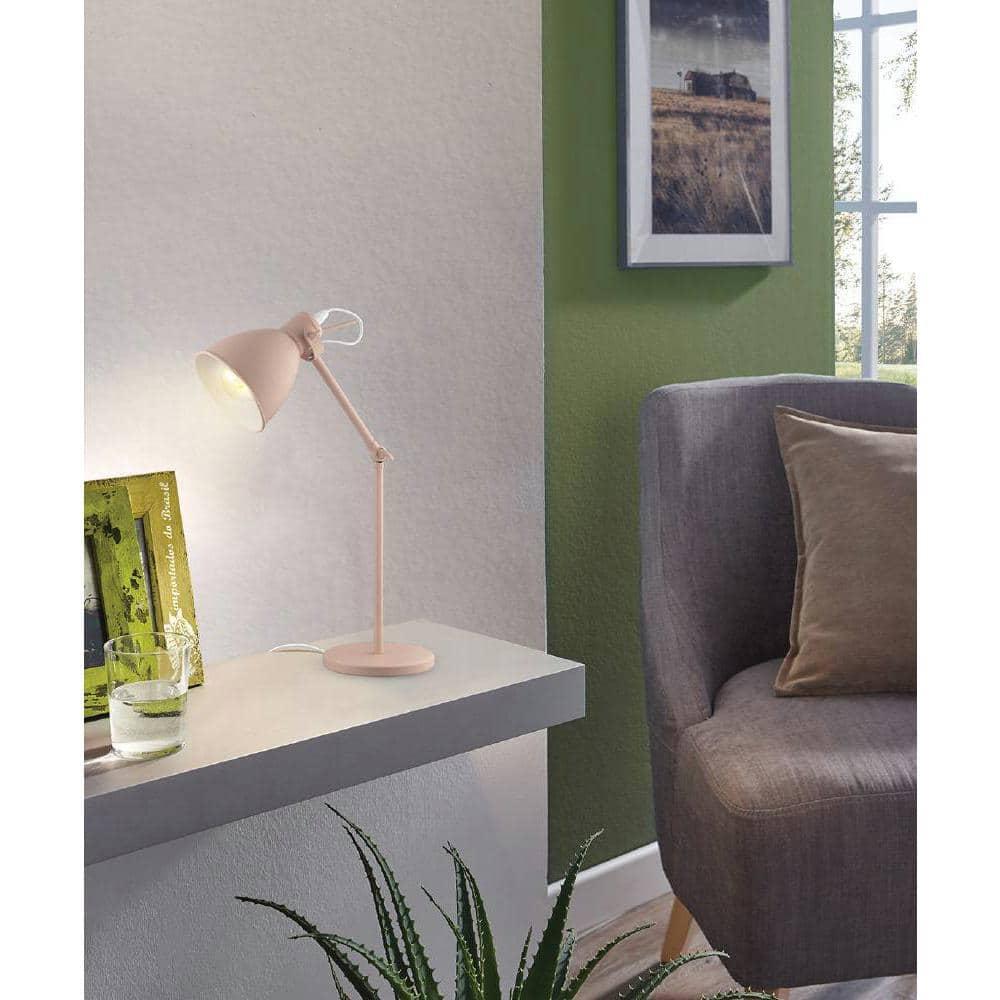 EGLO Priddy 17.05-in Adjustable Pastel Apricot Standard Desk Lamp with Metal Shade