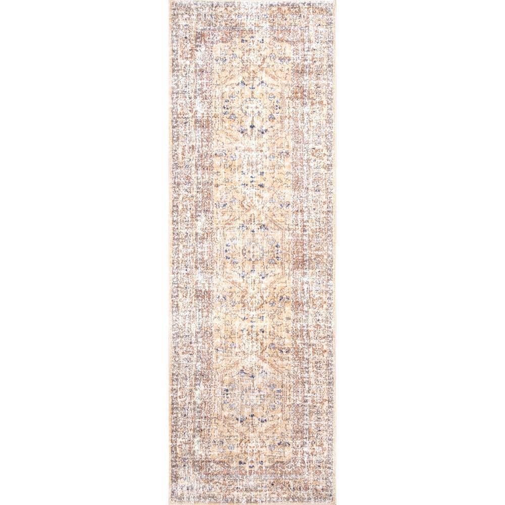 Nuloom Jacquie Oriental/Persian 2x8 Runner Indoor Area Rug for Living Room Bedroom Dining Room Entryway Hallway Kitchen, Gold/Ivory