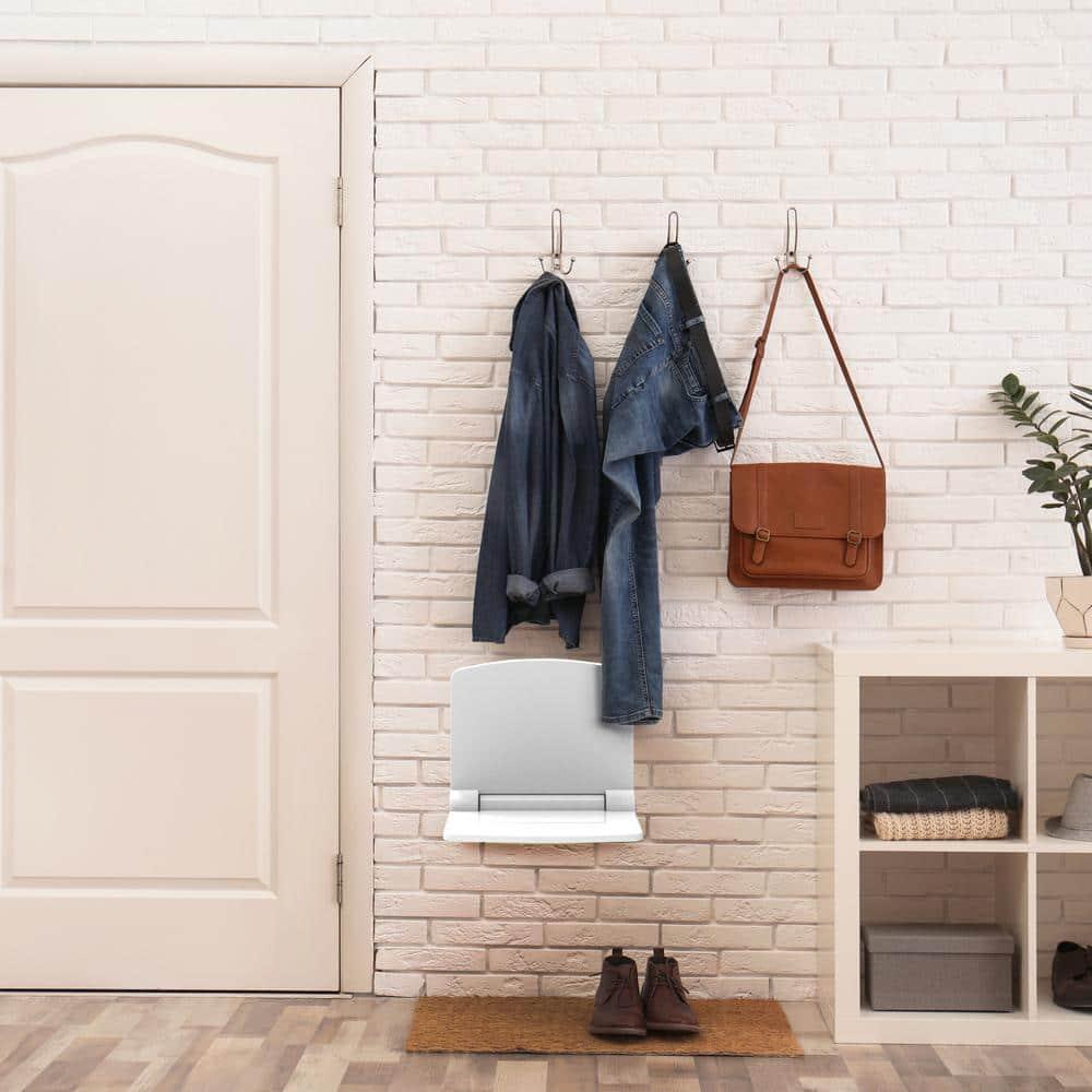 Invisia Fold Down Seat, Foldable Shower Seat for Elderly and Seniors - Bath Chair Wall Mounted, ADA Handicap Seat Mobility Aid, Home Safety Stool