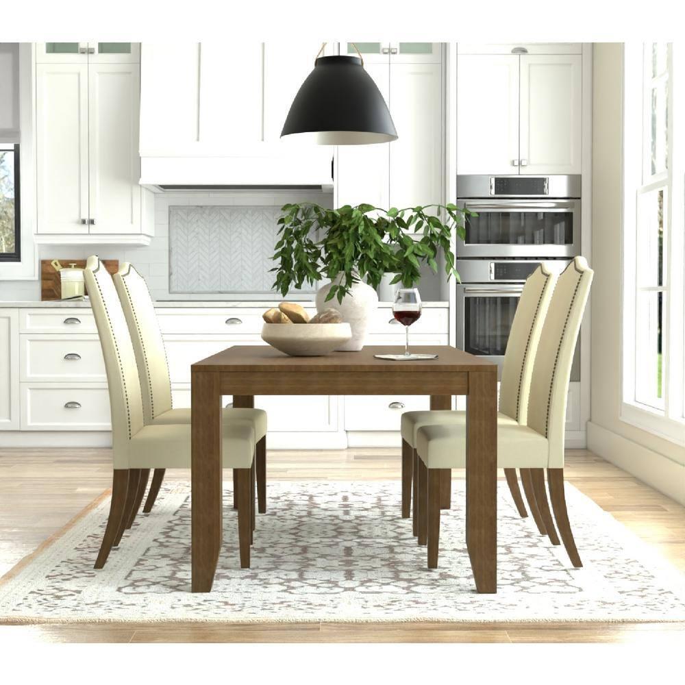 Carolina Living Romero Parson Chair - Harvest Oak - Linen Upholstery