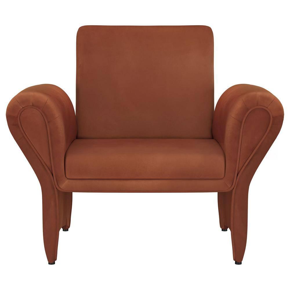 Coaster Liana Fabric Upholstered Roll Arm Accent Armchair in Rust Orange