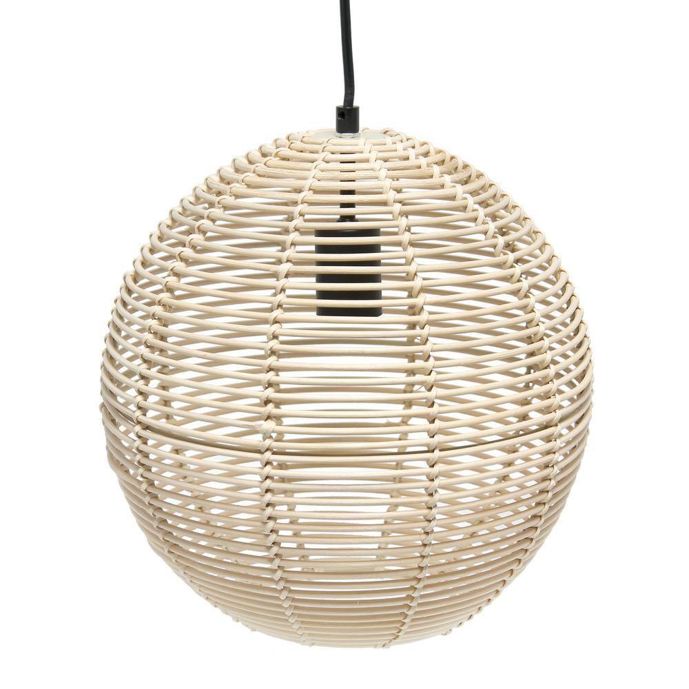 Natural Globe Pendant Ceiling Light Beige - Elegant Designs: Rattan Fixture, UL Listed, 60W Max