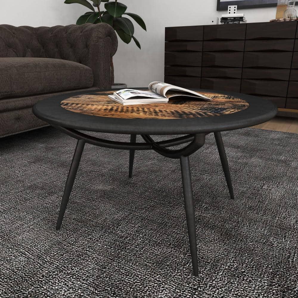 Wood and Iron Coffee Table Gray - Olivia & May: Mid-Century Modern, Oil Rubbed Finish, Tapered Legs