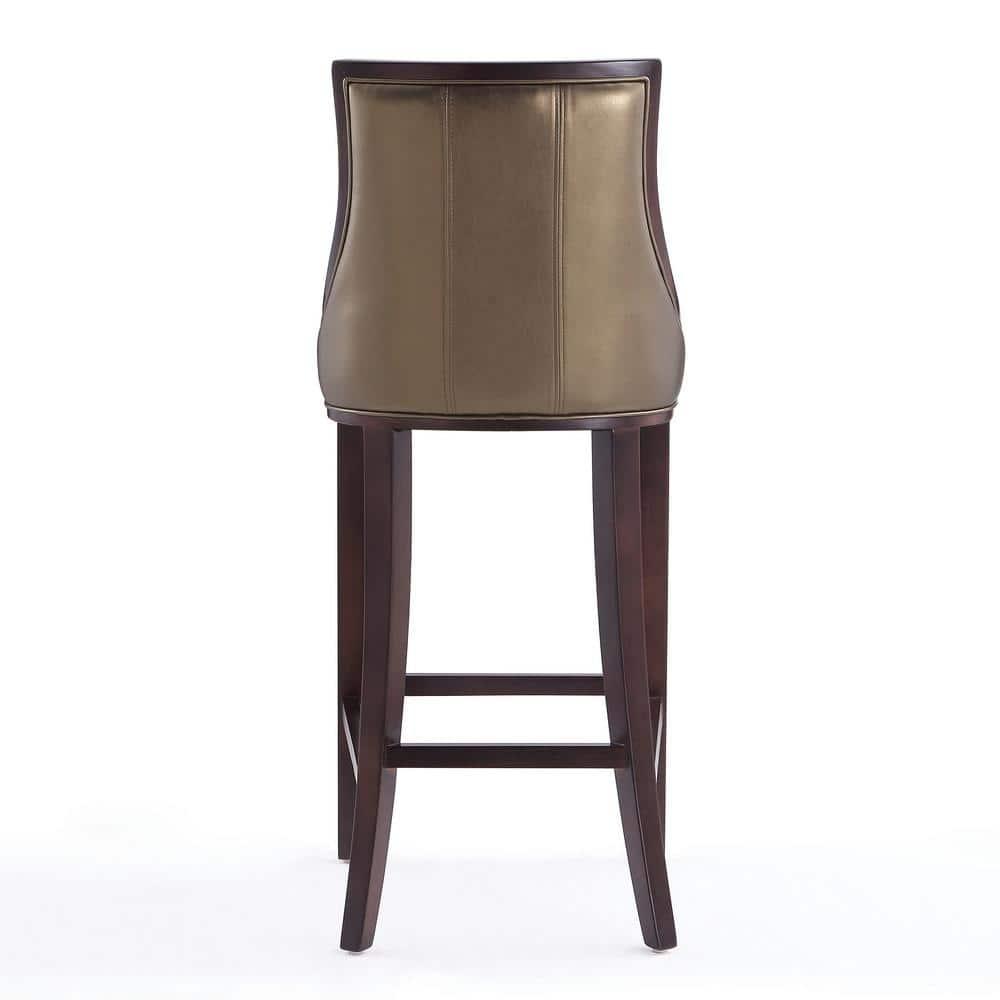 Set of 3 Fifth Avenue Upholstered Beech Wood Faux Leather Barstools Bronze - Manhattan Comfort: Laslo Modern Kitchen Island Seating