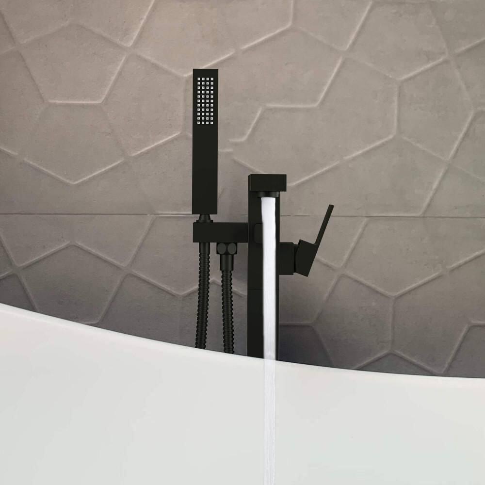 Cube Floor Tub Spout with Diverter