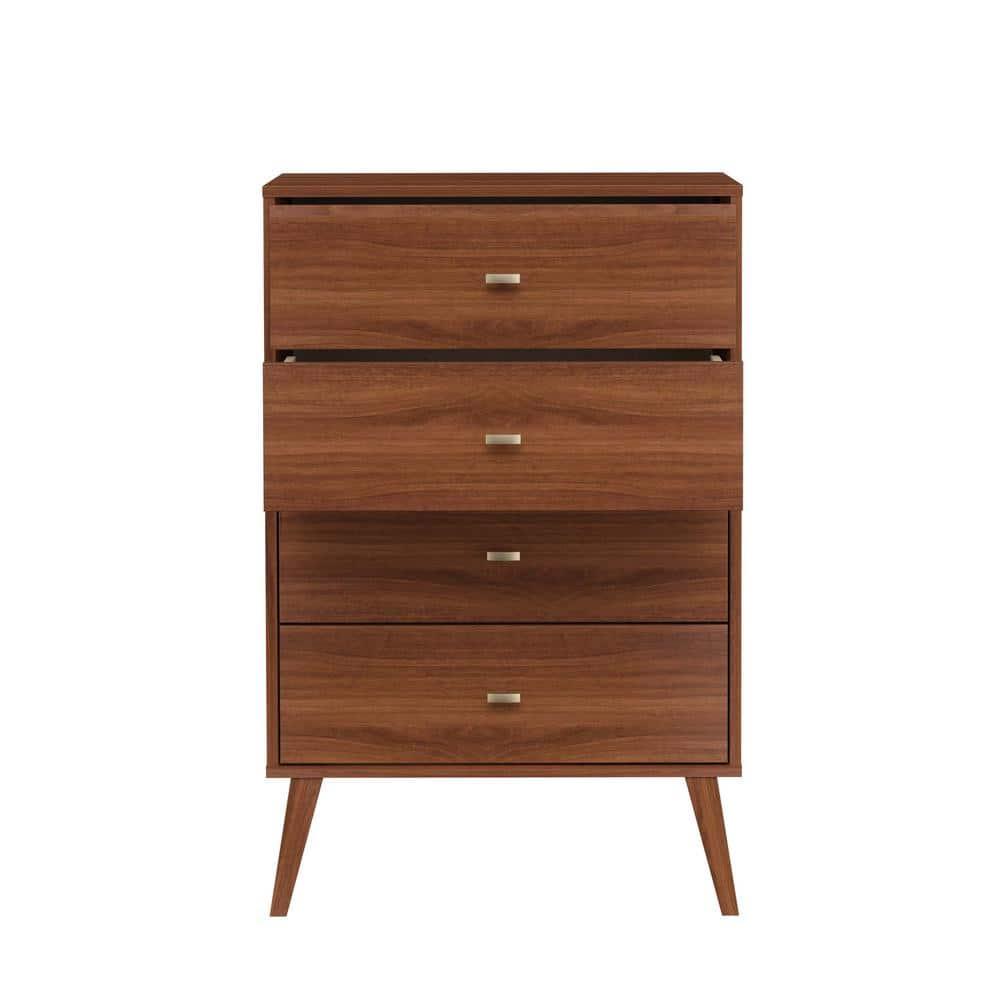 Milo Mid Century Modern 4 Drawer Chest Cherry - Prepac: Sleek Bedroom Storage Solution
