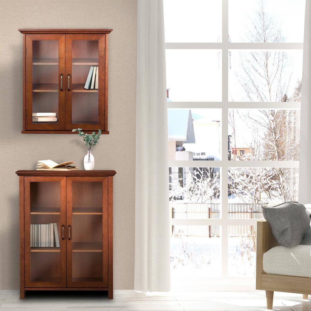 Oil Oak Two-Door Wall Cabinet with Adjustable Shelves