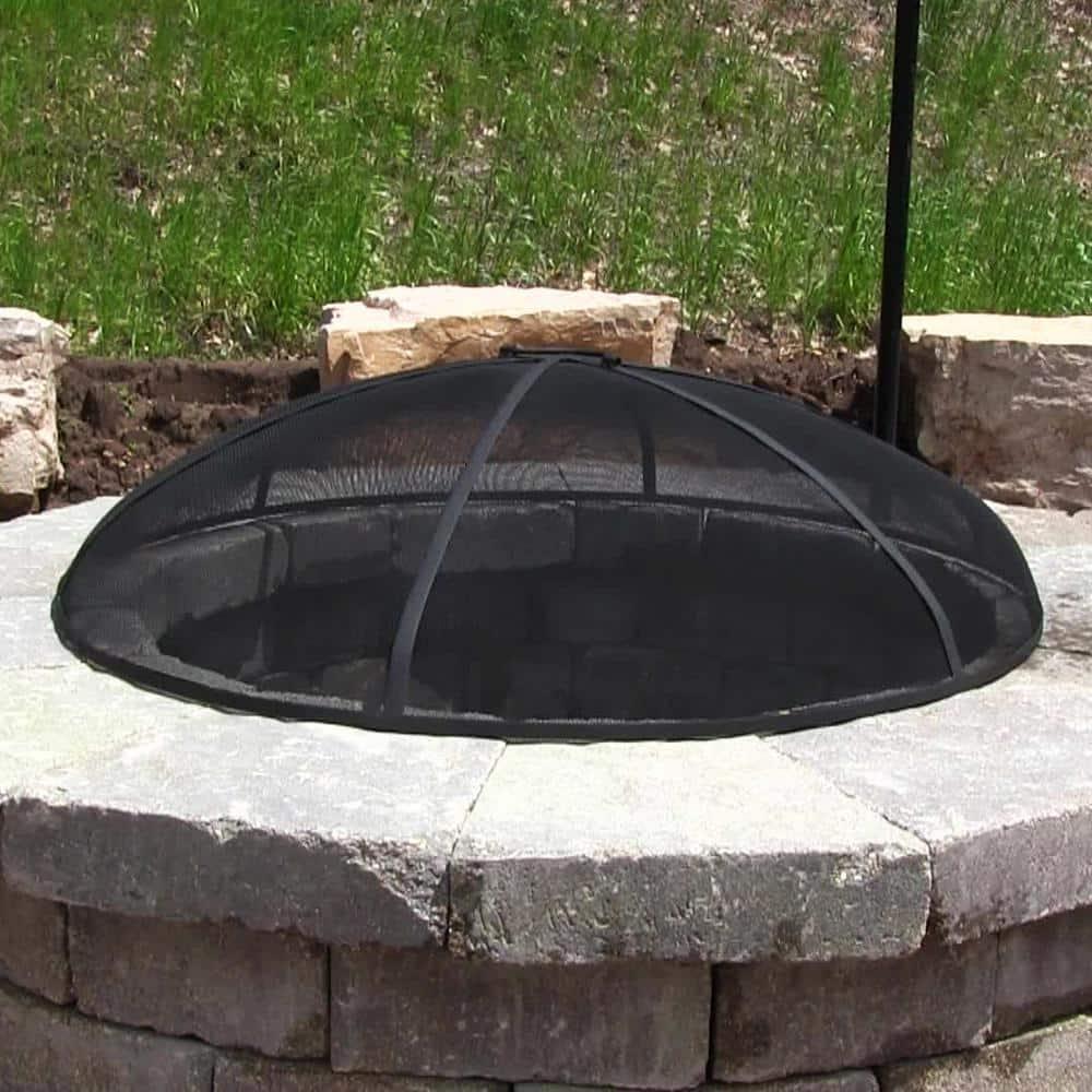 SunnyDaze Decor Heavy-Duty Round Steel Mesh Fire Pit Spark Screen with Handle