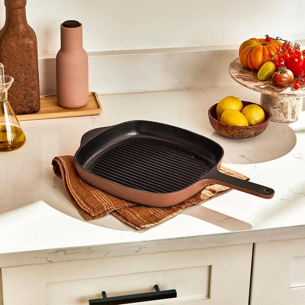 Caraway Home Enameled Cast Iron Grill Pan Light Mist