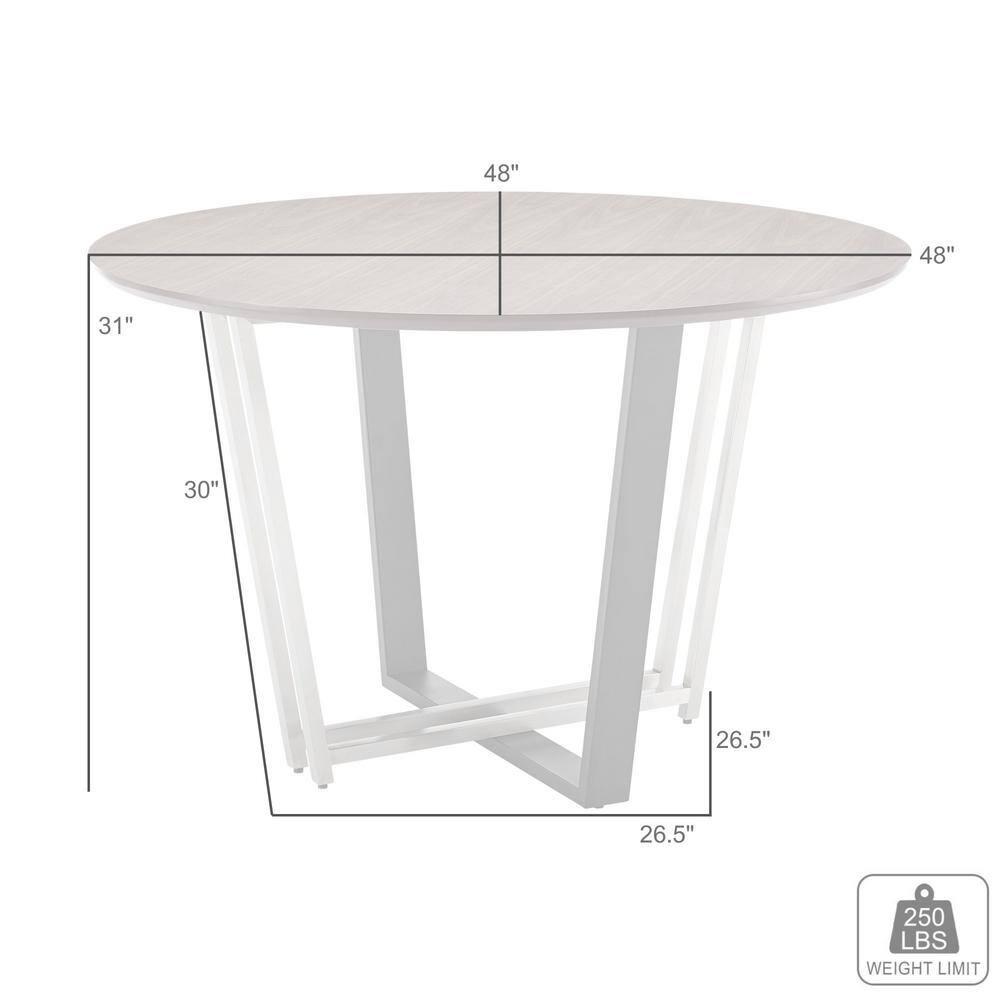 Armen Living 48" Joana Round Stainless Steel and Iron Base with Tabletop Dining Table Gold/Black/Walnut