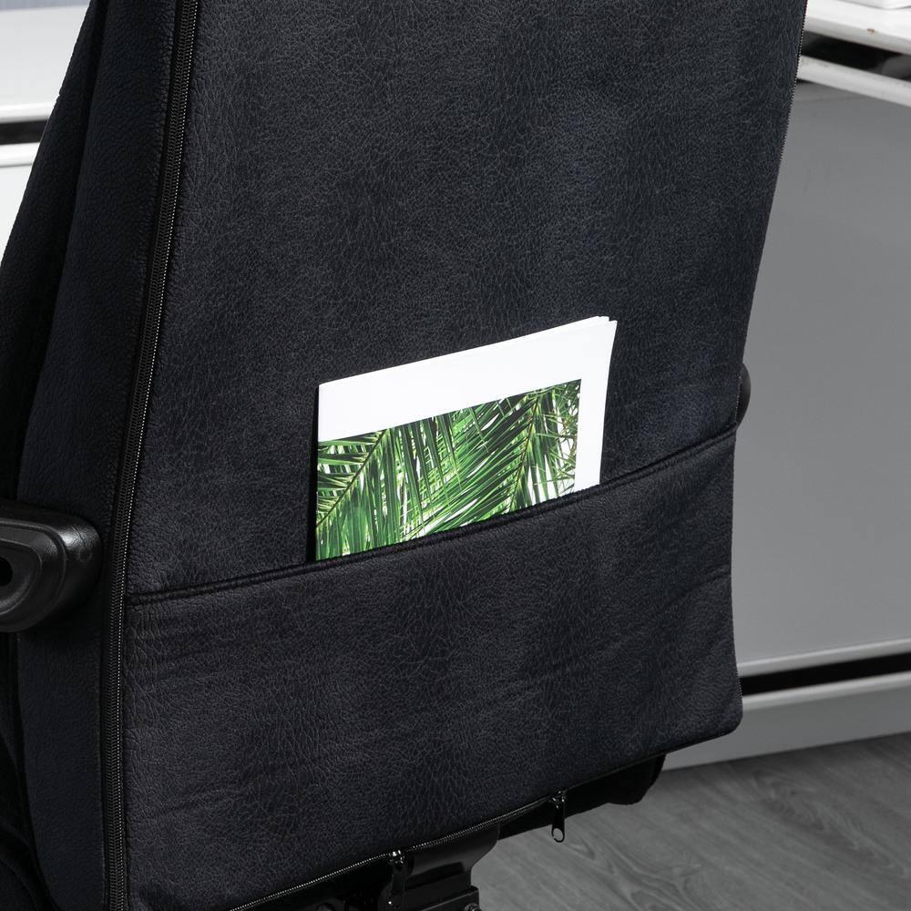 Vinsetto High-Back Ergonomic Office Chair with Footrest, Microfiber Computer Chair with Reclining Function and Armrest, Executive Office Chair, Black