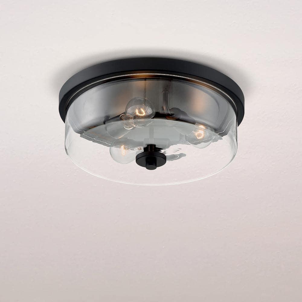 Sommerset Matte Black 15" Contemporary Flush Mount Light