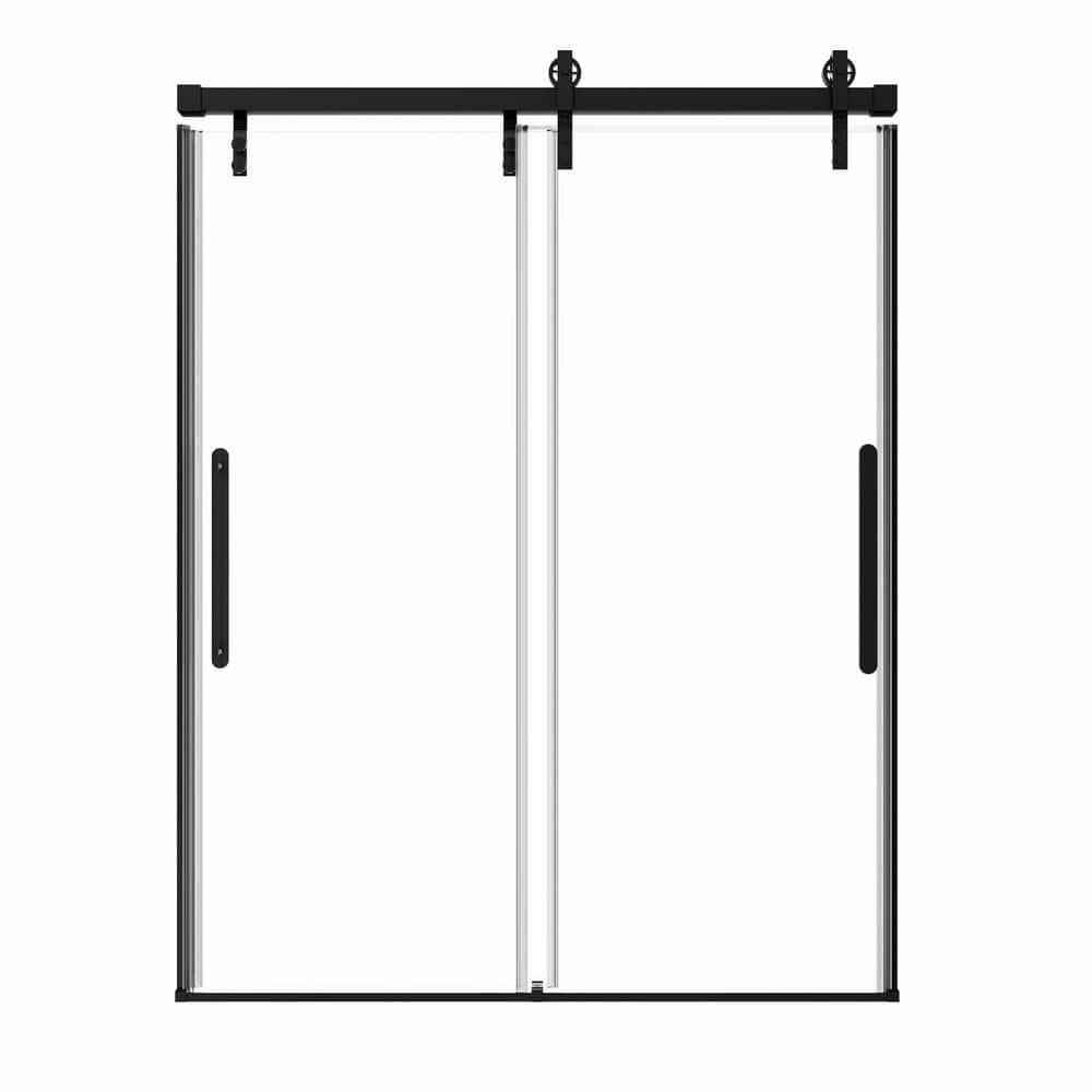 60" W x 76" H Frameless Shower Door Double Sliding 10MM Tempered Glass 304 Stainless Steel Hardware