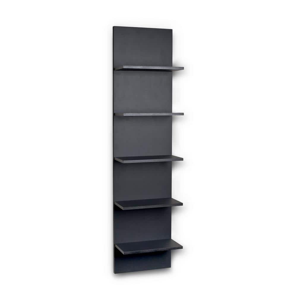 Danya B. 47" x 11.7" Wide Vertical Column Wall Shelf Black: Laminated MDF, 5-Tier Storage, Spot Clean