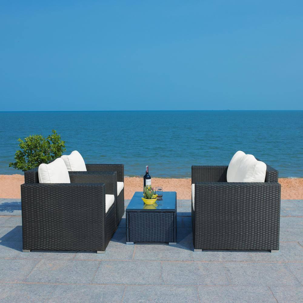 Machie 4Pc Living Set - Indoor/Outdoor - PAT7508 - Black/Beige - Safavieh