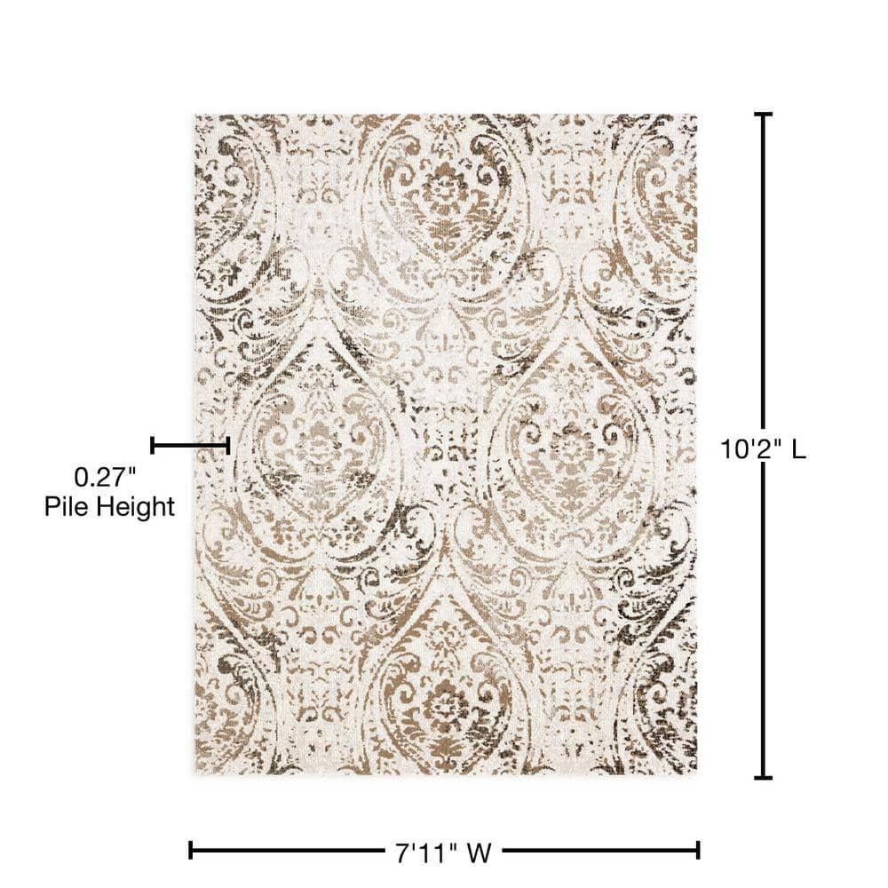 NICOLE MILLER NEW YORK Patio Sofia Juniper Paisley Indoor/Outdoor Area Rug, Ivory/Mustard