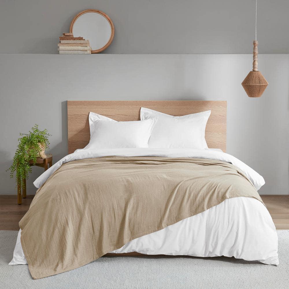 Clean Spaces King Gauze 100% Cotton Lightweight Ultra Soft Cozy Blanket Tan: Nautical Style, No Fill, OEKO-TEX Certified