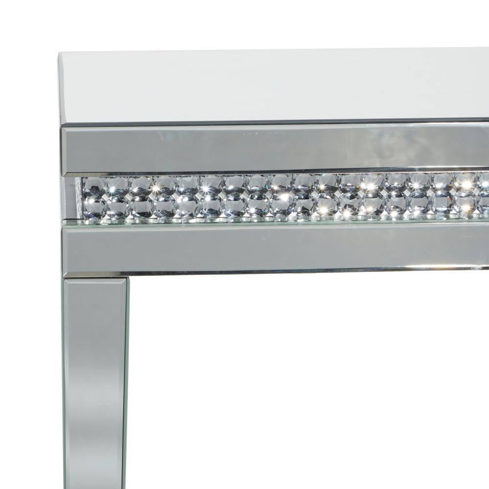 DecMode 47" x 32" Silver Glass Mirrored Console Table, 1-Piece