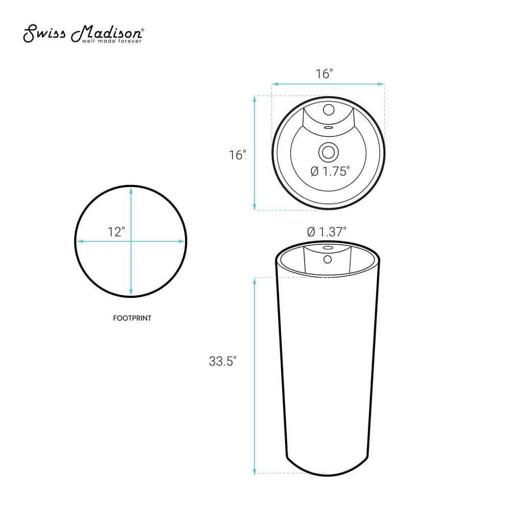 Monaco Circular Basin Pedestal Sink
