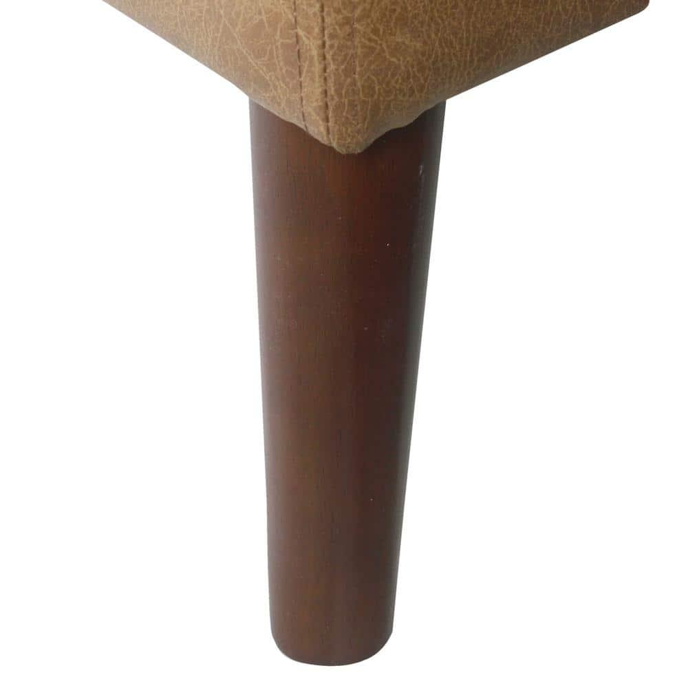 Adryanah Tufted Coffee Table Ottoman Bench - Light Brown Faux Leather