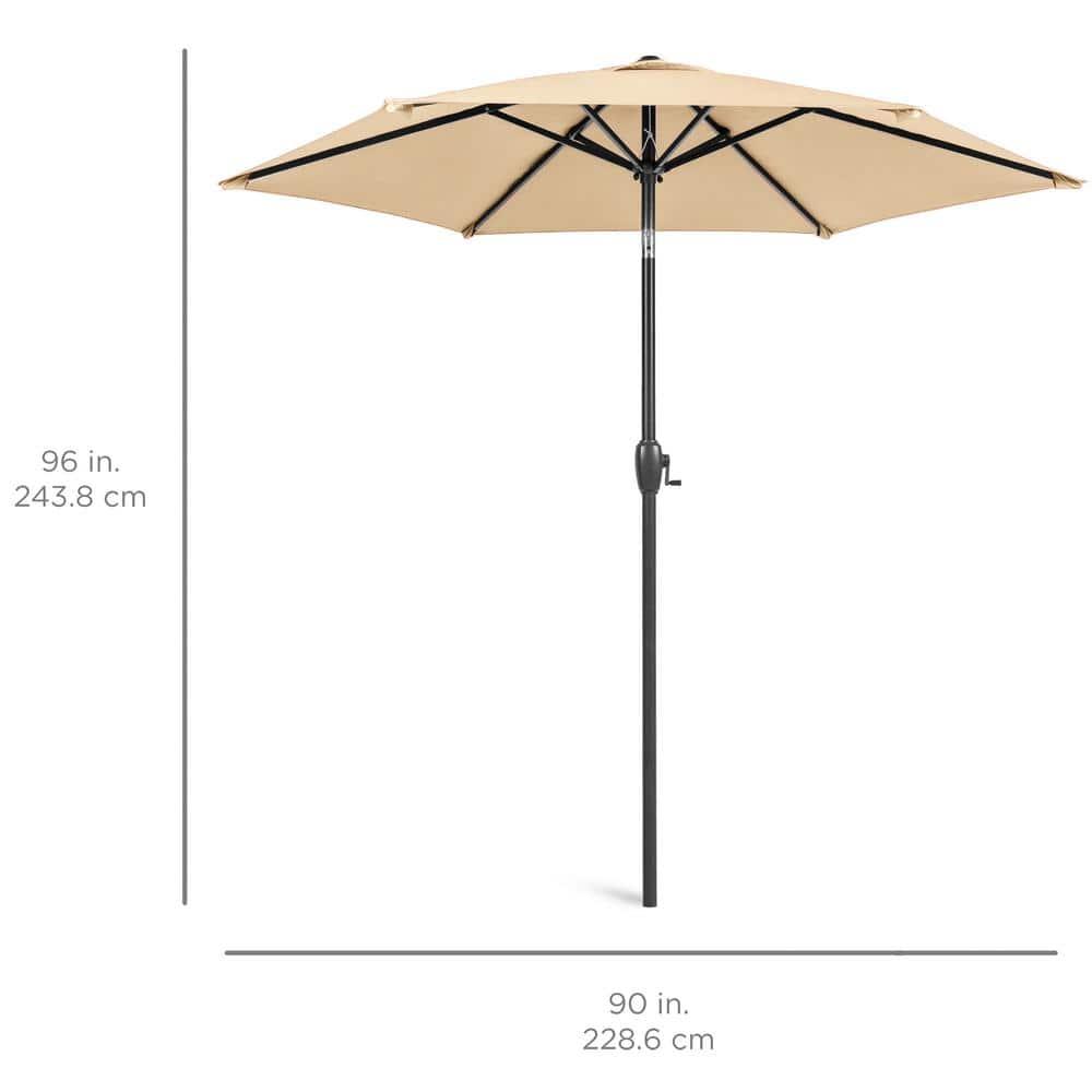 Best Choice Products 7.5ft Heavy-Duty Outdoor Market Patio Umbrella w/ Push Button Tilt, Easy Crank - Sand