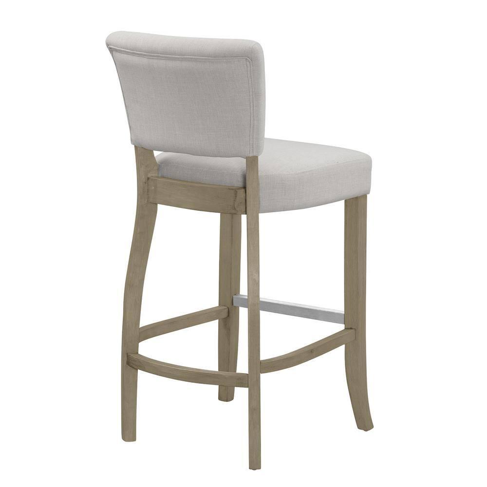 Glamour Home Aleck 29" Modern Fabric Bar Stools in Beige (Set of 2)