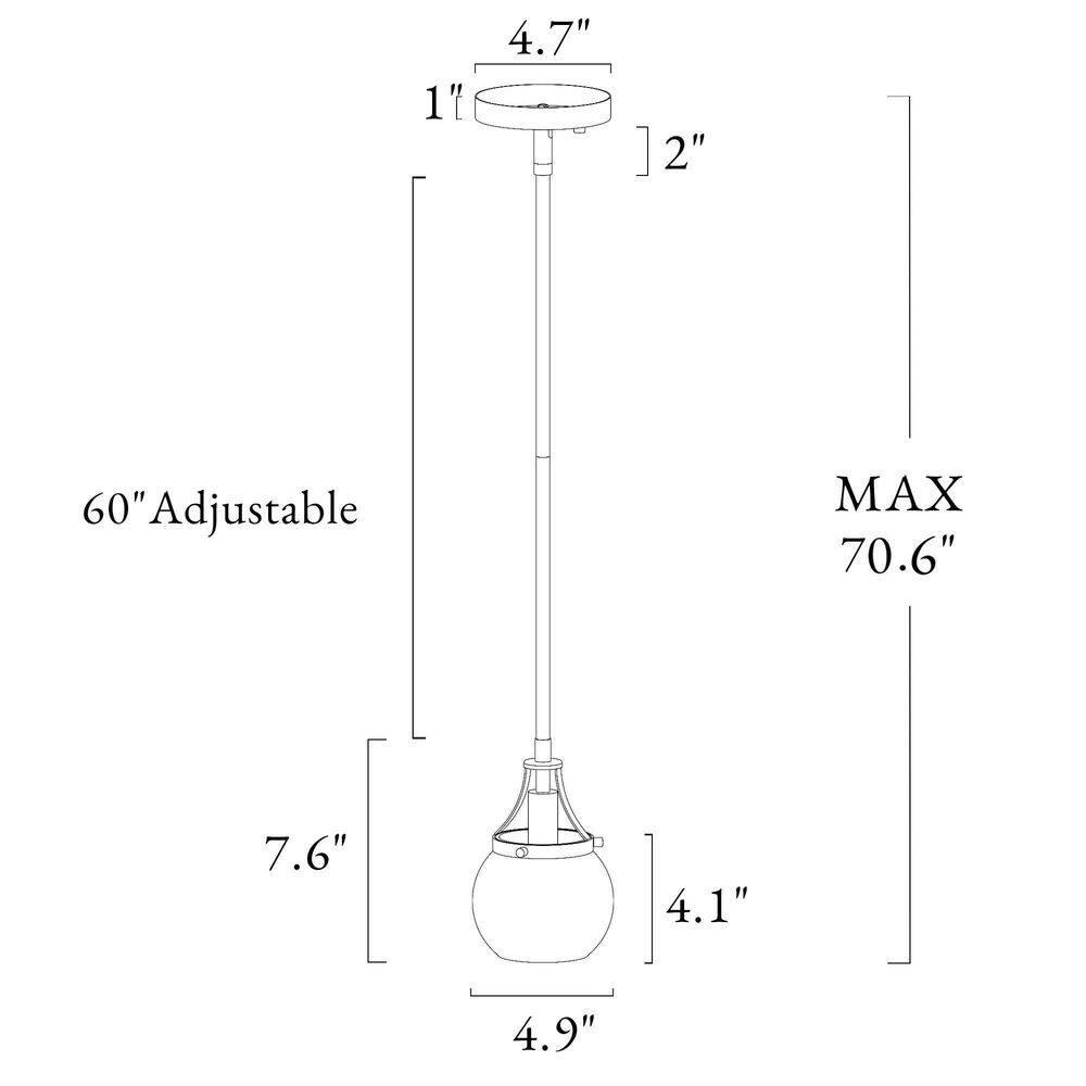 LNC Capensis 1-Light Matte Black and Polished Gold Clear Glass Globe LED Mini Indoor Kitchen Island Light: UL Listed, Adjustable Height