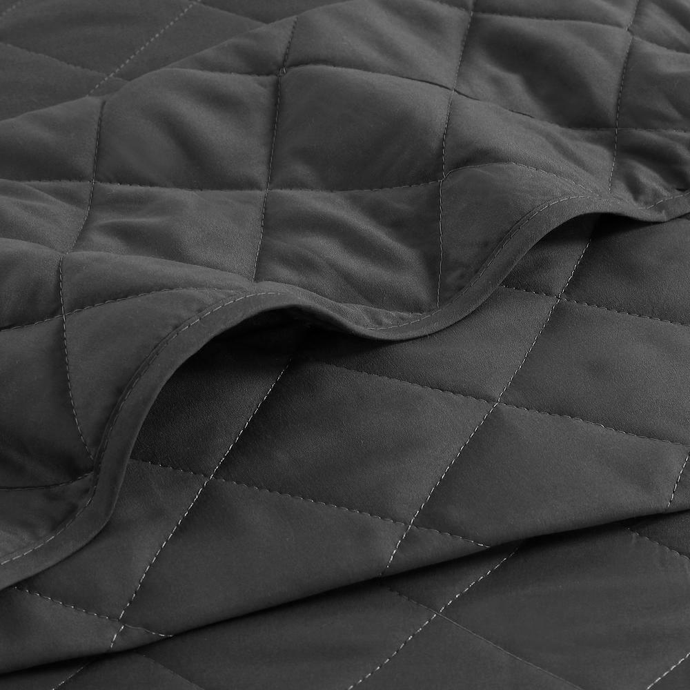 Swift Home | Essential Diamond Stitched 3-Piece Quilt Set Dark Grey Twin/Twin XL