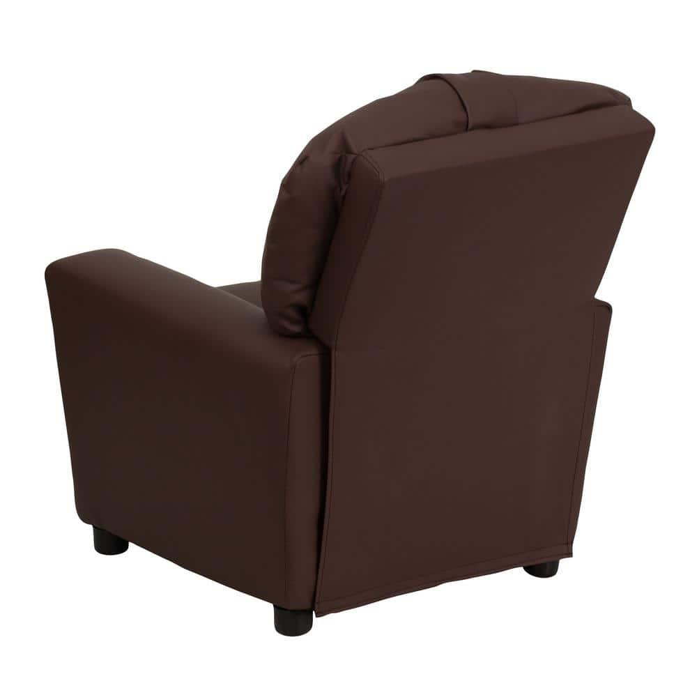 Flash Furniture Chandler Contemporary Brown LeatherSoft Kids Recliner with Cup Holder
