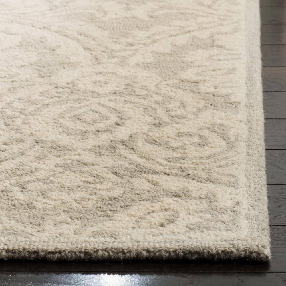 SAFAVIEH Blossom Travis Geometric Wool Area Rug, Silver/Ivory, 9' x 12'