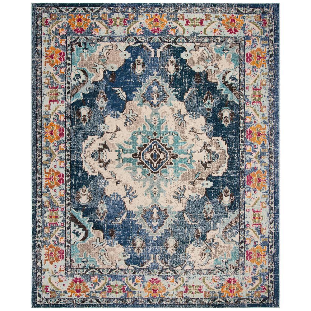 Monaco MNC243 Power Loomed Indoor Area Rug - Navy/Light Blue - 5'1"x7'7" - Safavieh