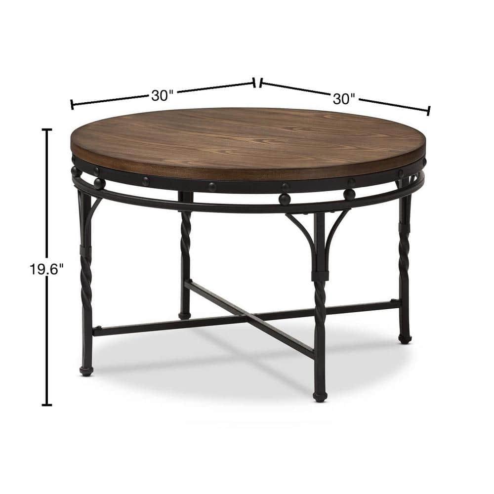Baxton Studio Austin Vintage Industrial Round Coffee Cocktail Occasional Table: MDF & Metal