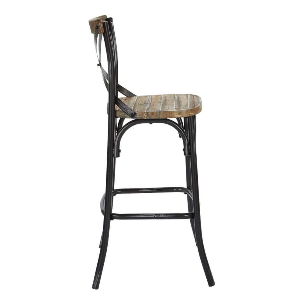 OSP Home Furnishings Somerset 30" Bar Stool with Back in Antique Black K/D