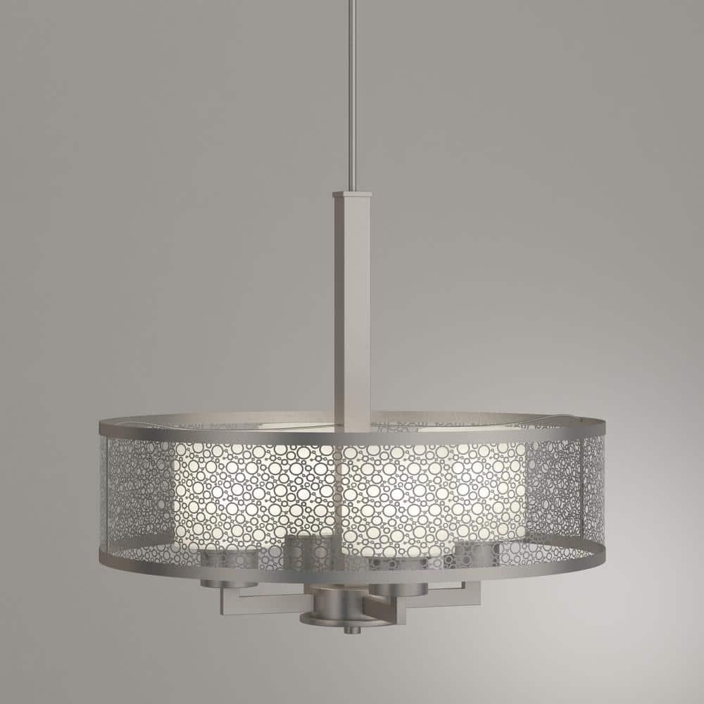 Progress Lighting Mingle 4-Light Pendant, Brushed Nickel, Etched Parchment Glass Shade