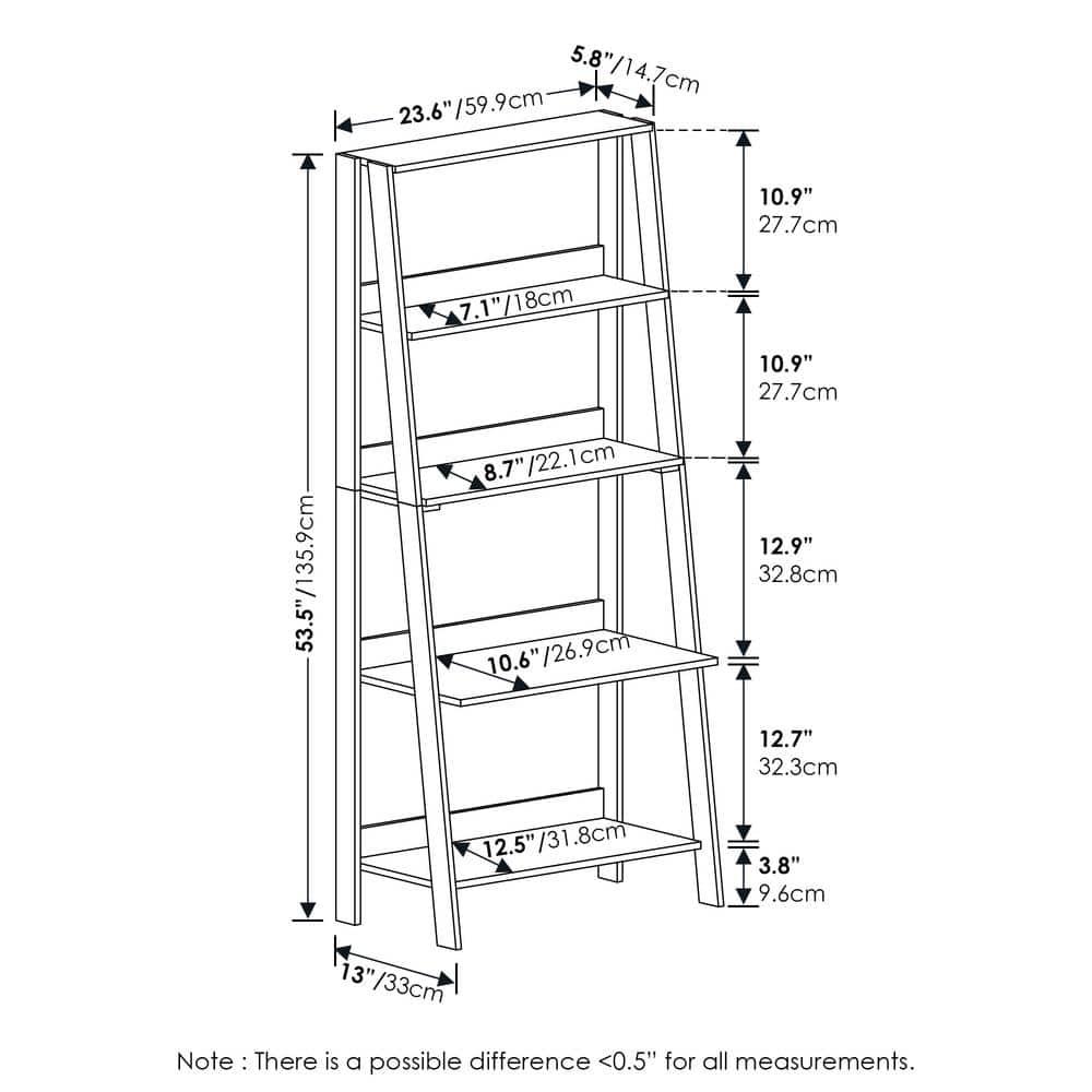 AKLOV 5-Tier Ladder Bookcase Display Shelf