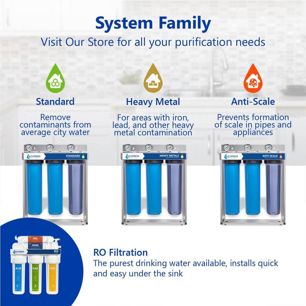 Express Water Whole House Sediment Water Filter – Spin Down Home Water Filtration System – 50 Micron Reusable Sediment Filter Cartridge – 1” and 3/4" Compatible with Filter, Mounting Bracket, Adapters
