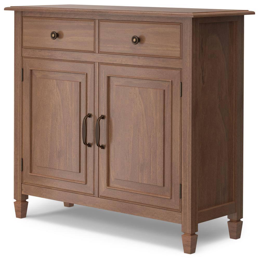 Simpli Home Connaught Solid Wood 2 - Door Accent Cabinet Entryway Storage Cabinet