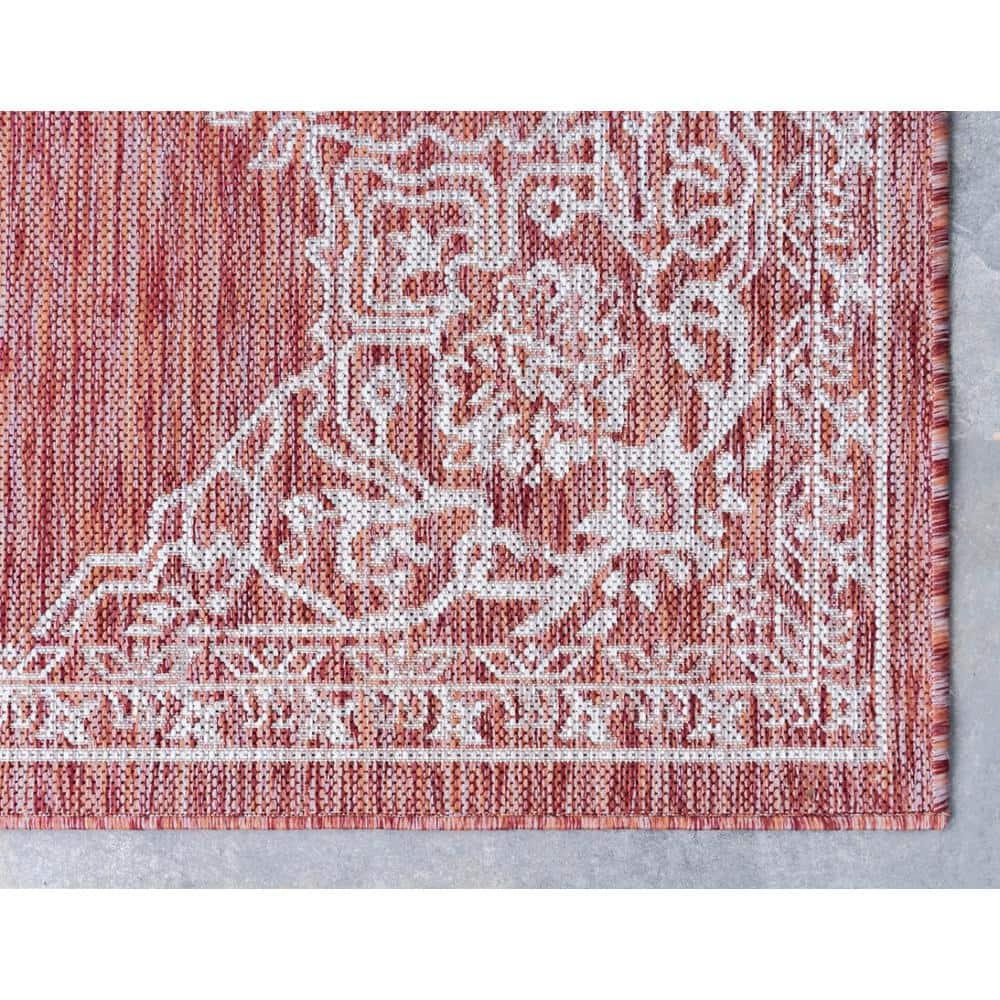 Rust Red Antique Outdoor 9 ft. x 12 ft. Area Rug