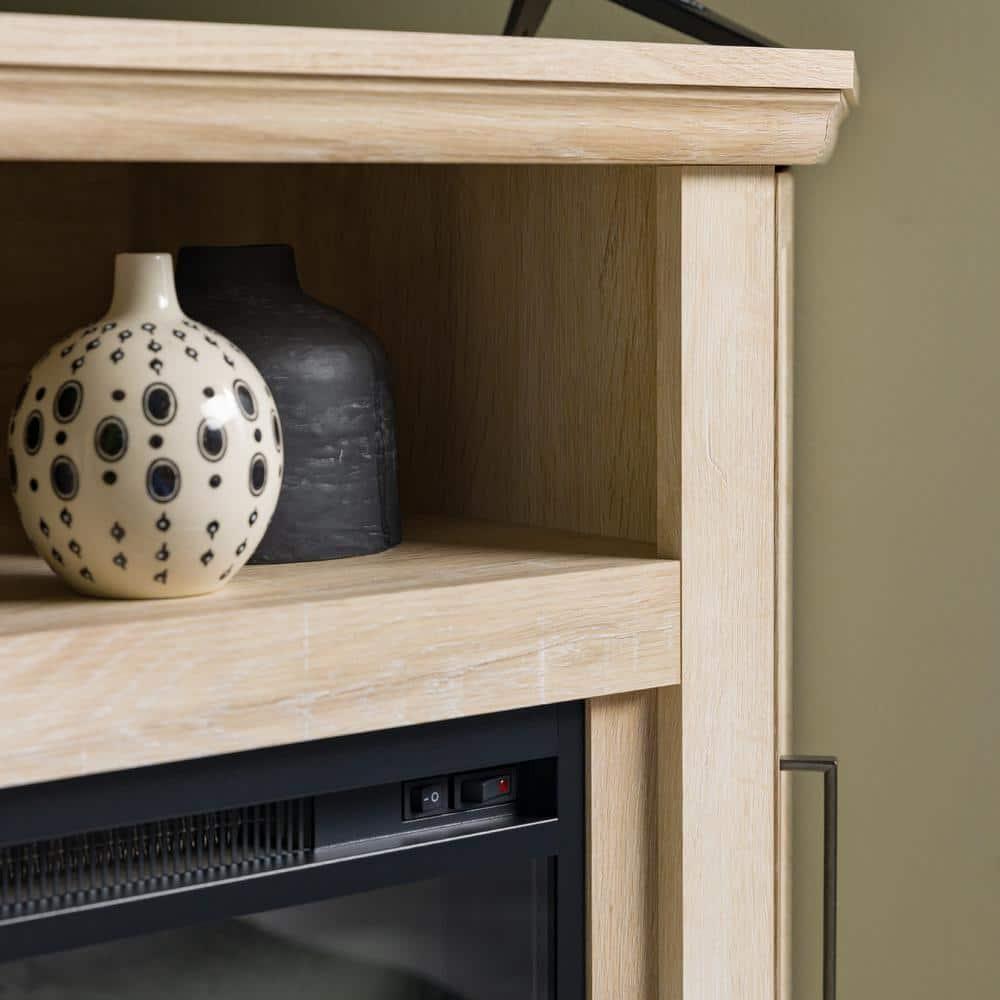 Elegant White Oak 48" Corner Media TV Stand with Electric Fireplace