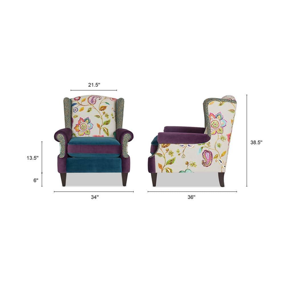 Anya Wingback Accent Arm Chair Multicolored Floral
