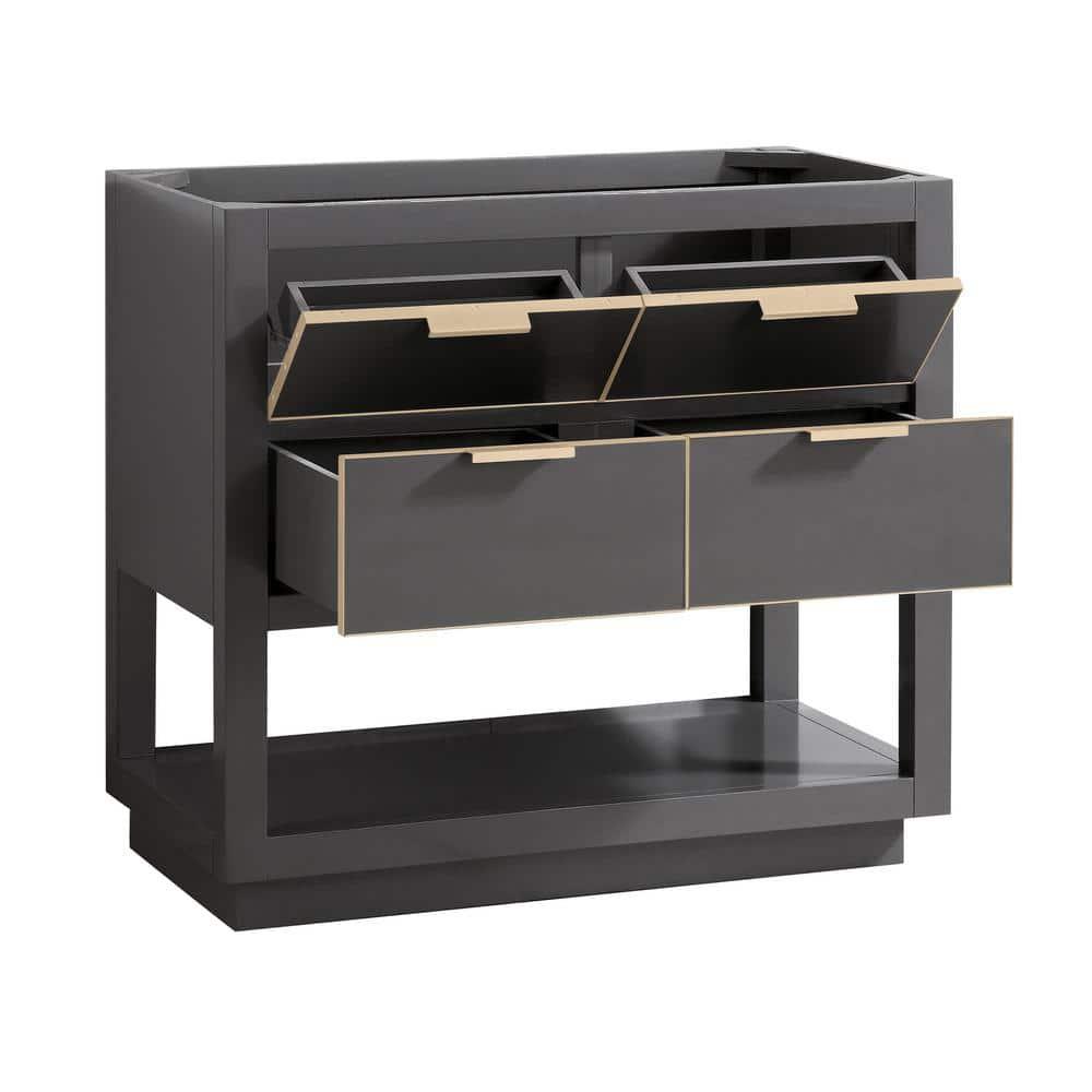 Allie Twilight Gray Solid Wood 36" Vanity with Matte Gold Trim