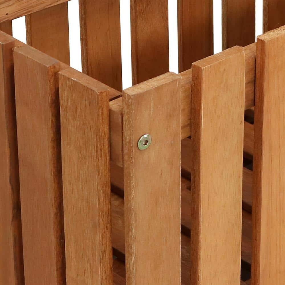 Sunnydaze Outdoor Rectangle Meranti Wood Picket Style Planter Box for Flowers, Herbs, Vegetables and Plants - 24" W - Brown
