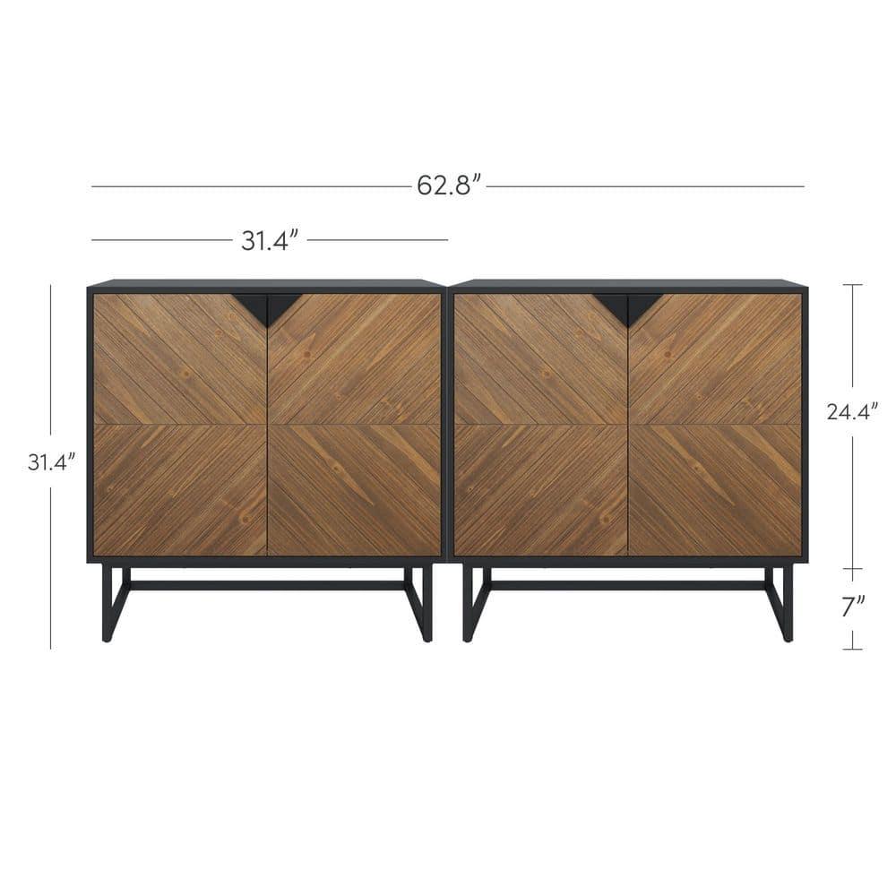 Nathan James Set of 2 Enloe Console Table with Wood Doors Black