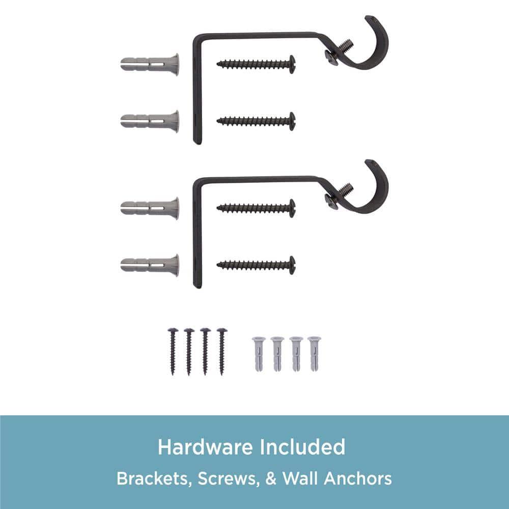 Kenney Berkley Ball End Curtain Rod & Holdback Set, 28-48" and 48-86" Adjustable Lengths, 5/8" Dia. Steel Tube