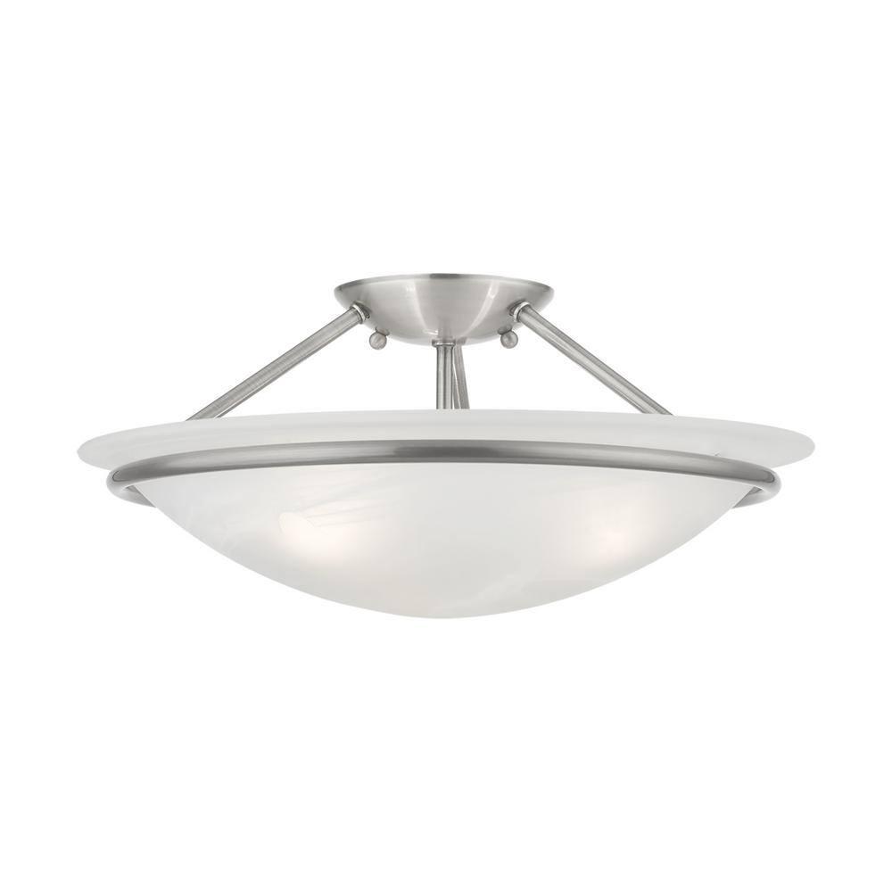 Livex Lighting Newburgh 3 - Light Semi-Flush Mount in Brushed Nickel