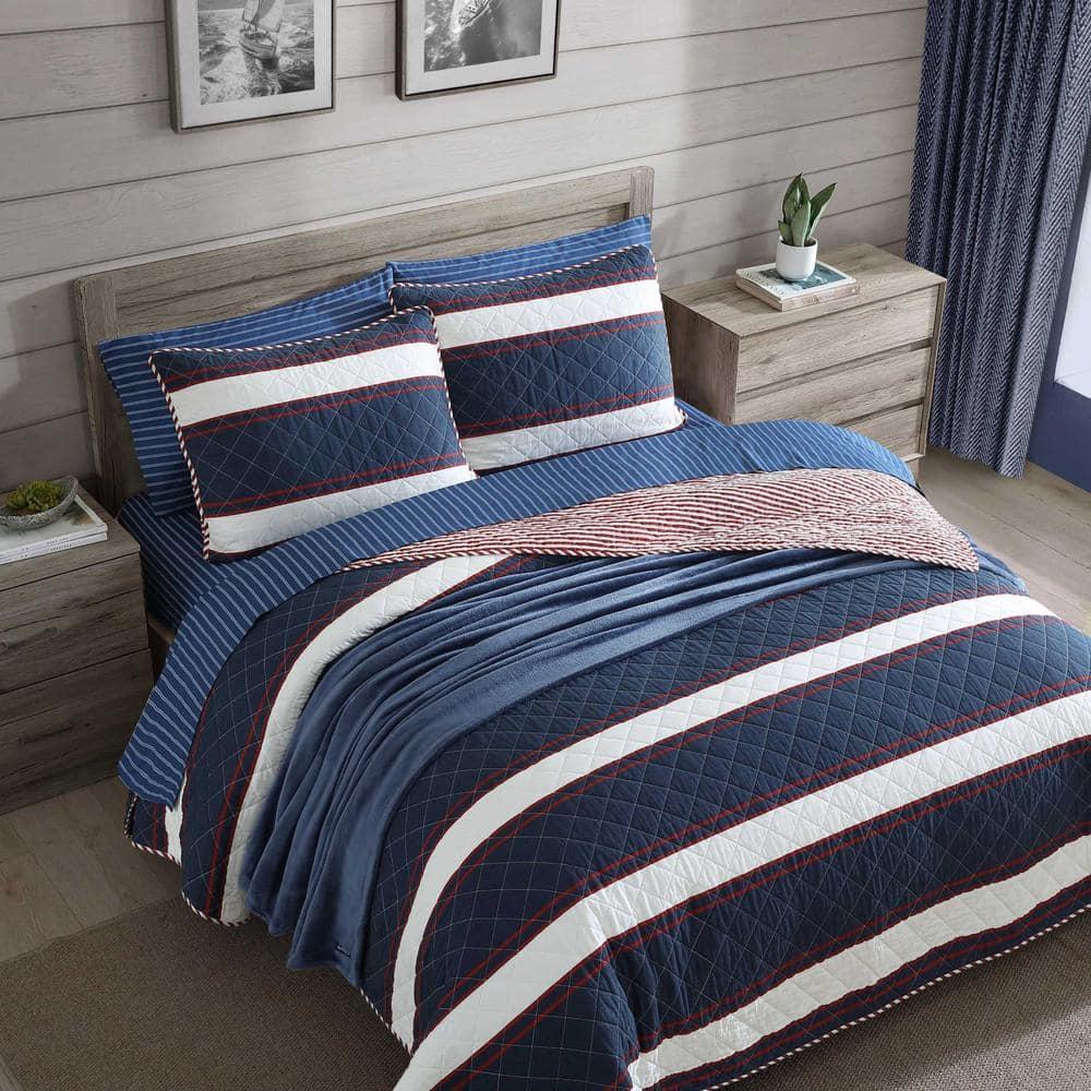 Nautica Nautica Wesley Blue Cotton Reversible Quilt Set