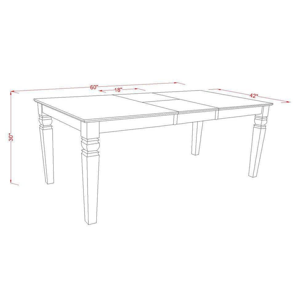WECE5-WHI-15 5Pc Dining Set Includes a Rectangle Dinette Table with Butterfly Leaf and Four Parson Chairs with Baby Blue Fabric, White Finish