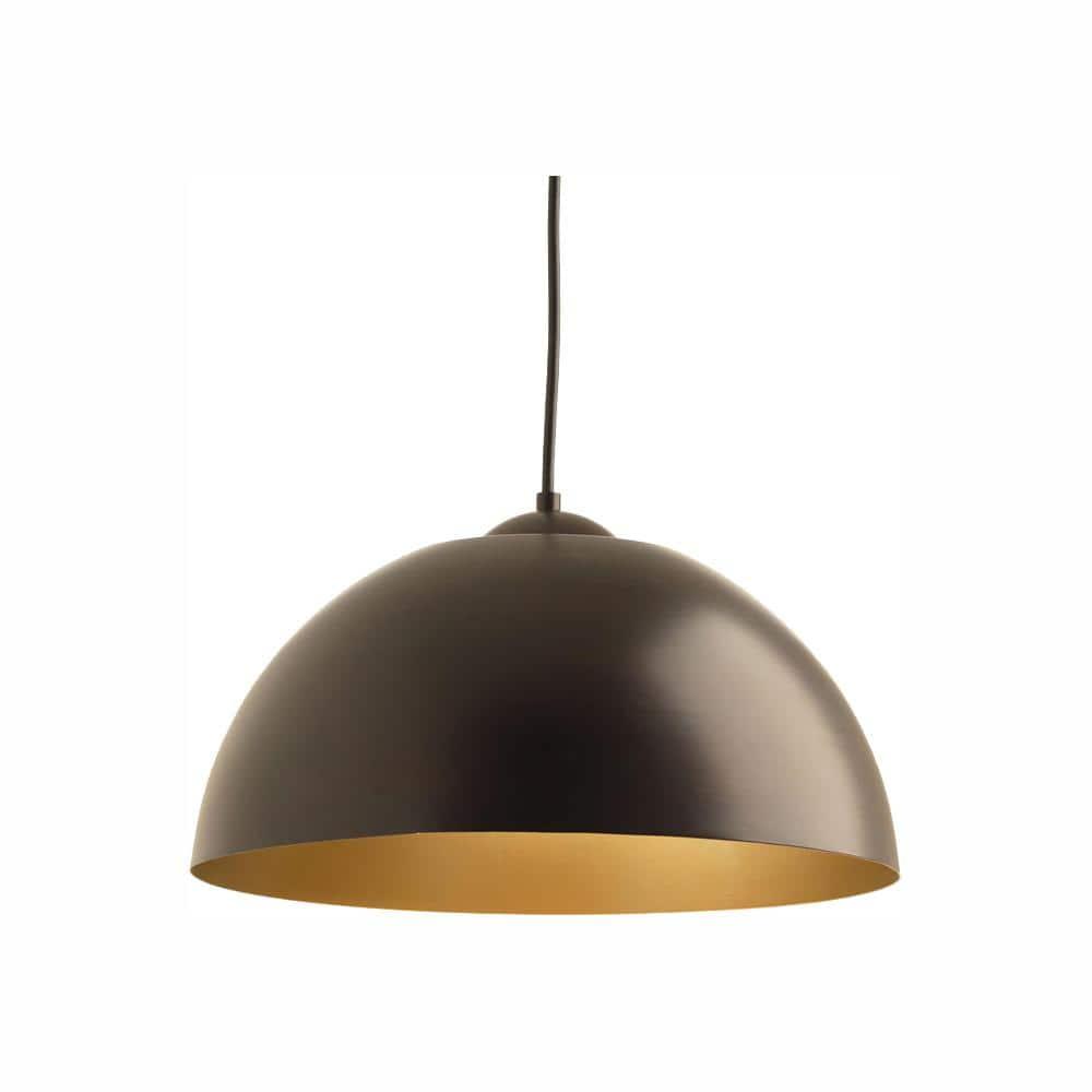 Progress Lighting Dome Collection 1-Light LED Pendant, Satin Aluminum Finish, Painted Silver Interior, Steel Material