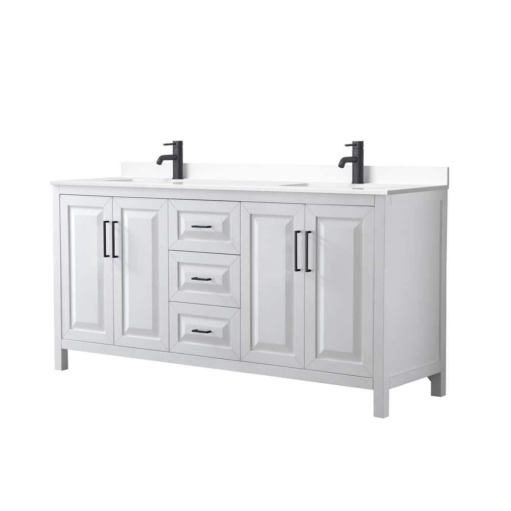 Wyndham Collection Daria 72'' Double Bathroom Vanity with Carrara Marble Top